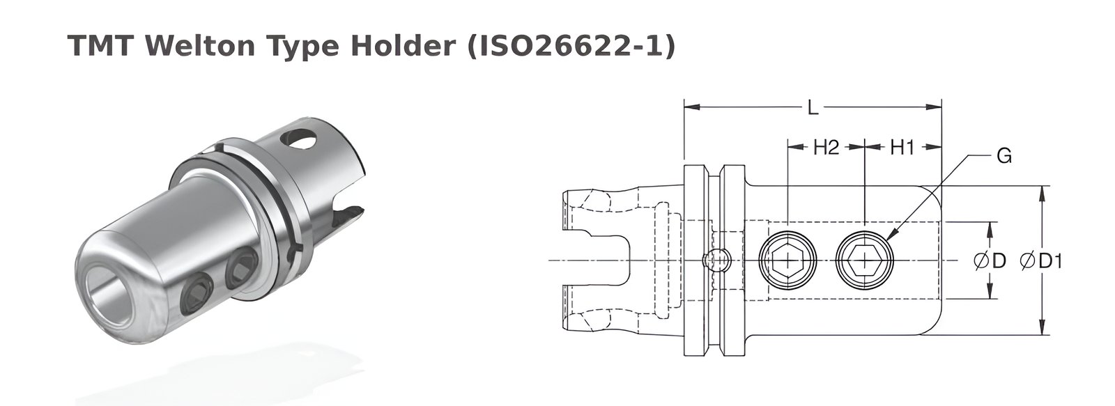 TMT40TS WN0.375'' 1.97'' Weldon Type Holder (Balanced to G2.5 25000 RPM) (Compatible with KM40TS™) (ISO26622-1)